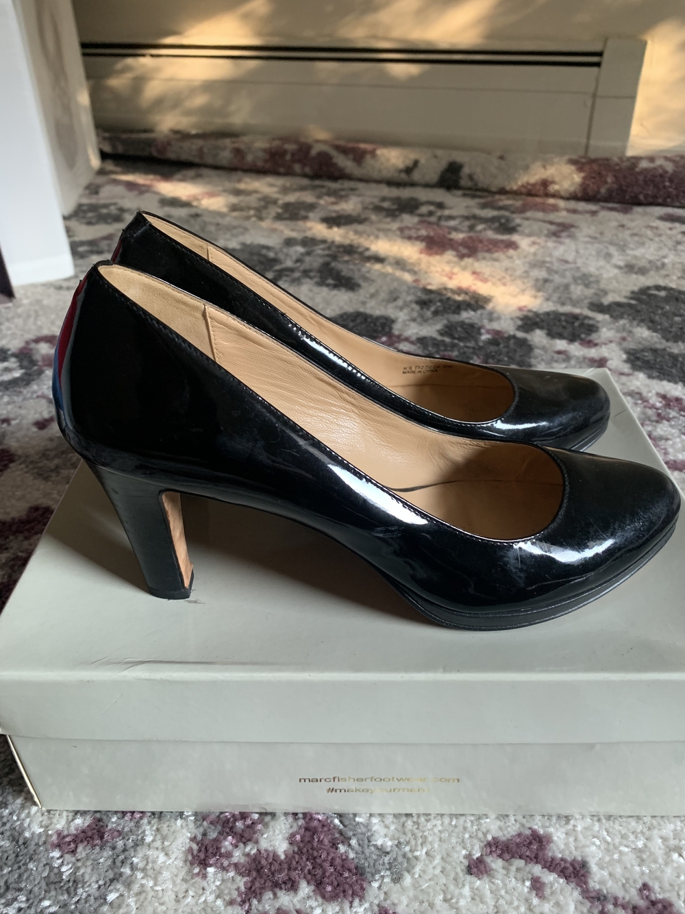 Cole Haan Black Patent Leather Mid Heel Pumps